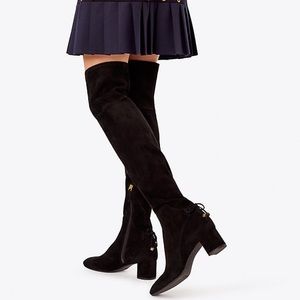 Tory Burch Black Laila Suede Over The Knee Boots